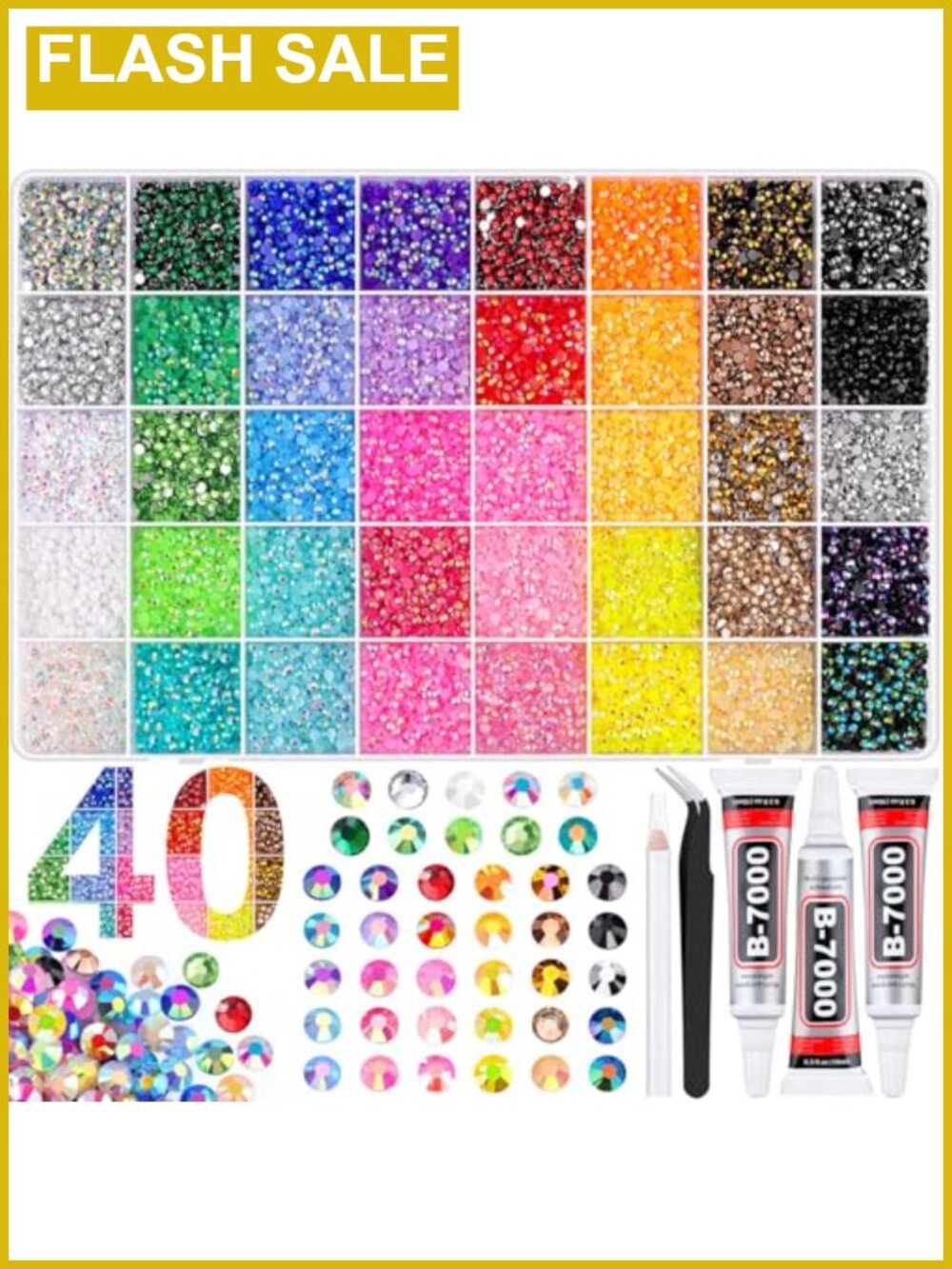 Resin Rhinestones 3mm 40 Colors with Glue for Crafts